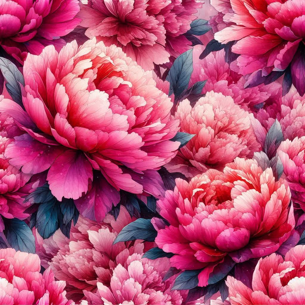 Oxford fabric with peony pattern, 220 g/m², for sewing projects