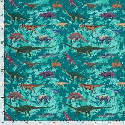 Image of swimsuit lycra fabric with UPF50 protection – dino 200 g/m² – available at Šarlotes audumi