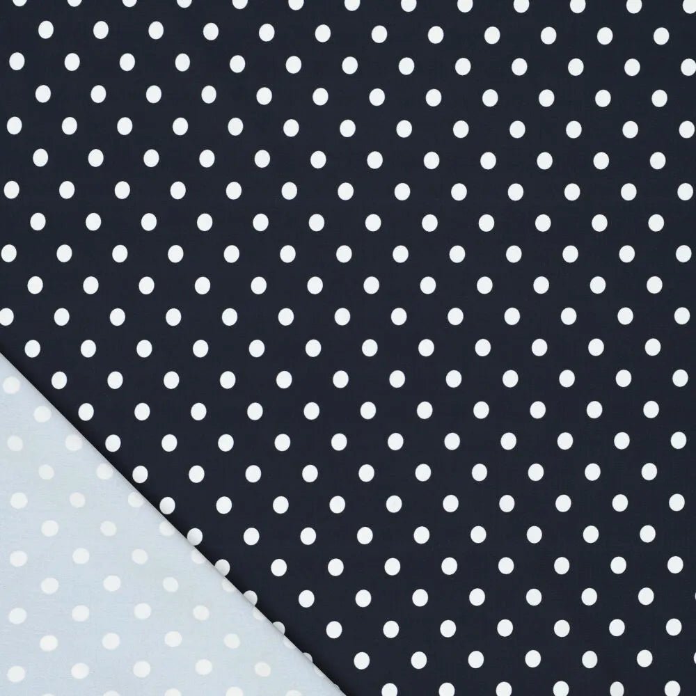 Image of swimsuit Lycra fabric - polka dots on dark blue 155 g/m² – available at Šarlotes audumi