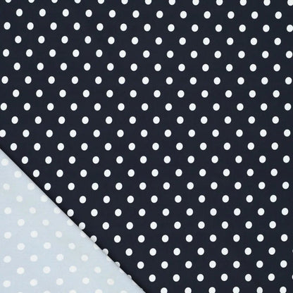 Image of swimsuit Lycra fabric - polka dots on dark blue 155 g/m² – available at Šarlotes audumi