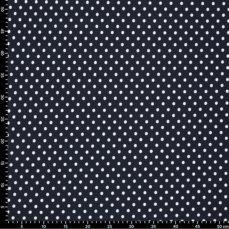 Image of swimsuit lycra fabric - polka dots on dark blue 155 g/m² – available at Charlotte's fabrics