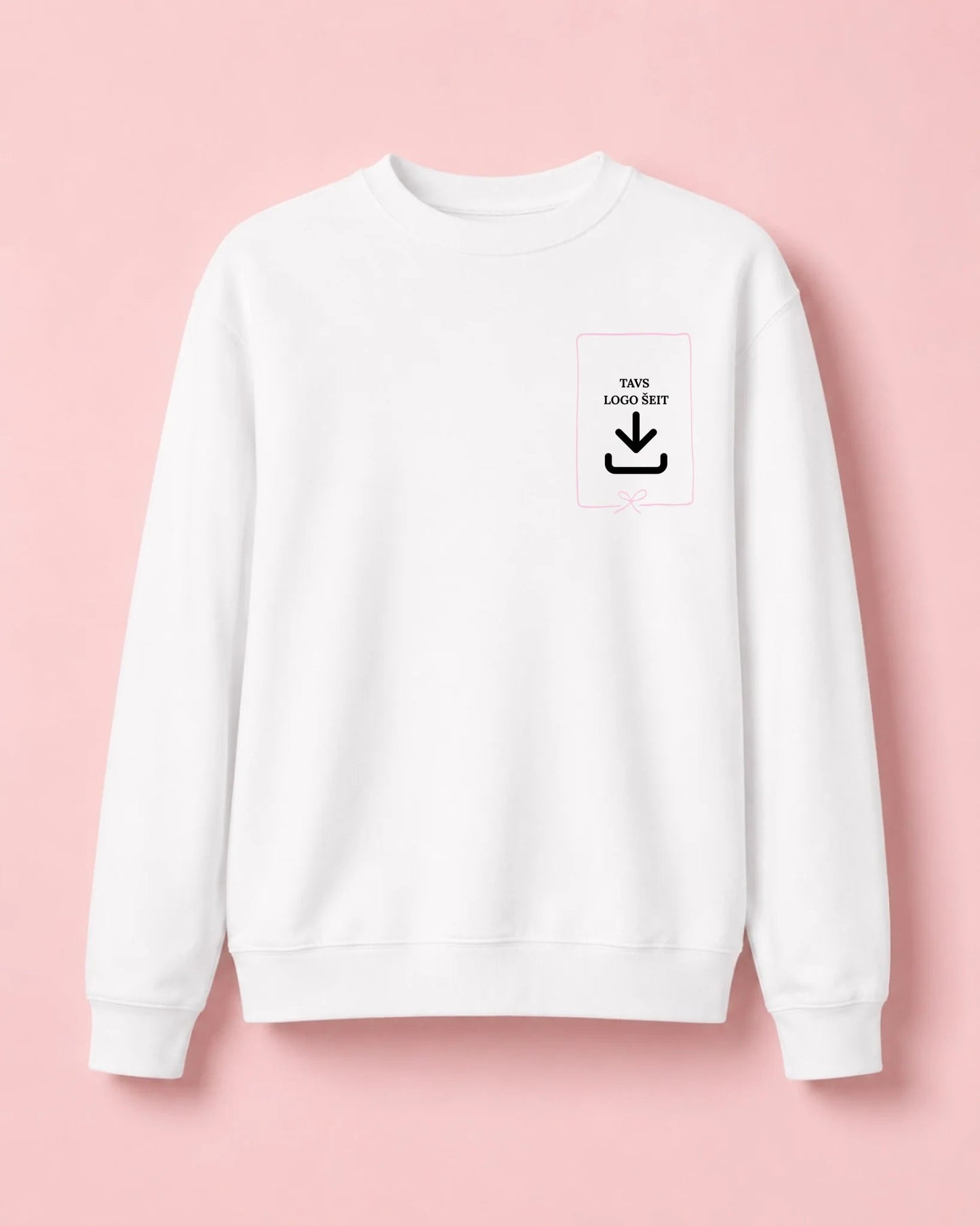 Image d’un sweat personnalisé avec votre logo – disponible en ligne chez Šarlotes audumi