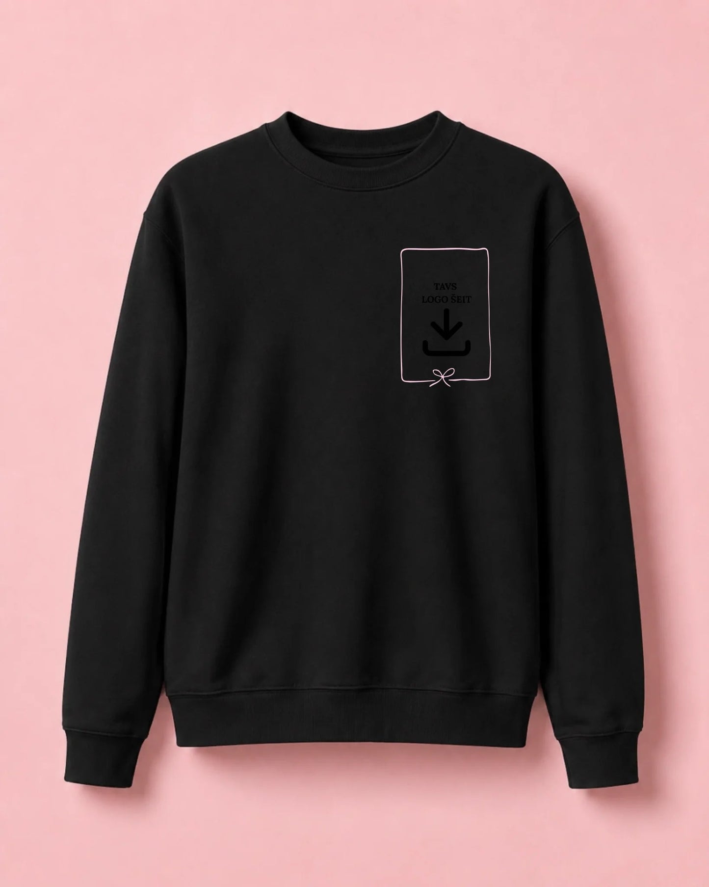 Image d'un sweat personnalisé avec votre logo - noir, disponible en ligne chez Šarlotes audumi