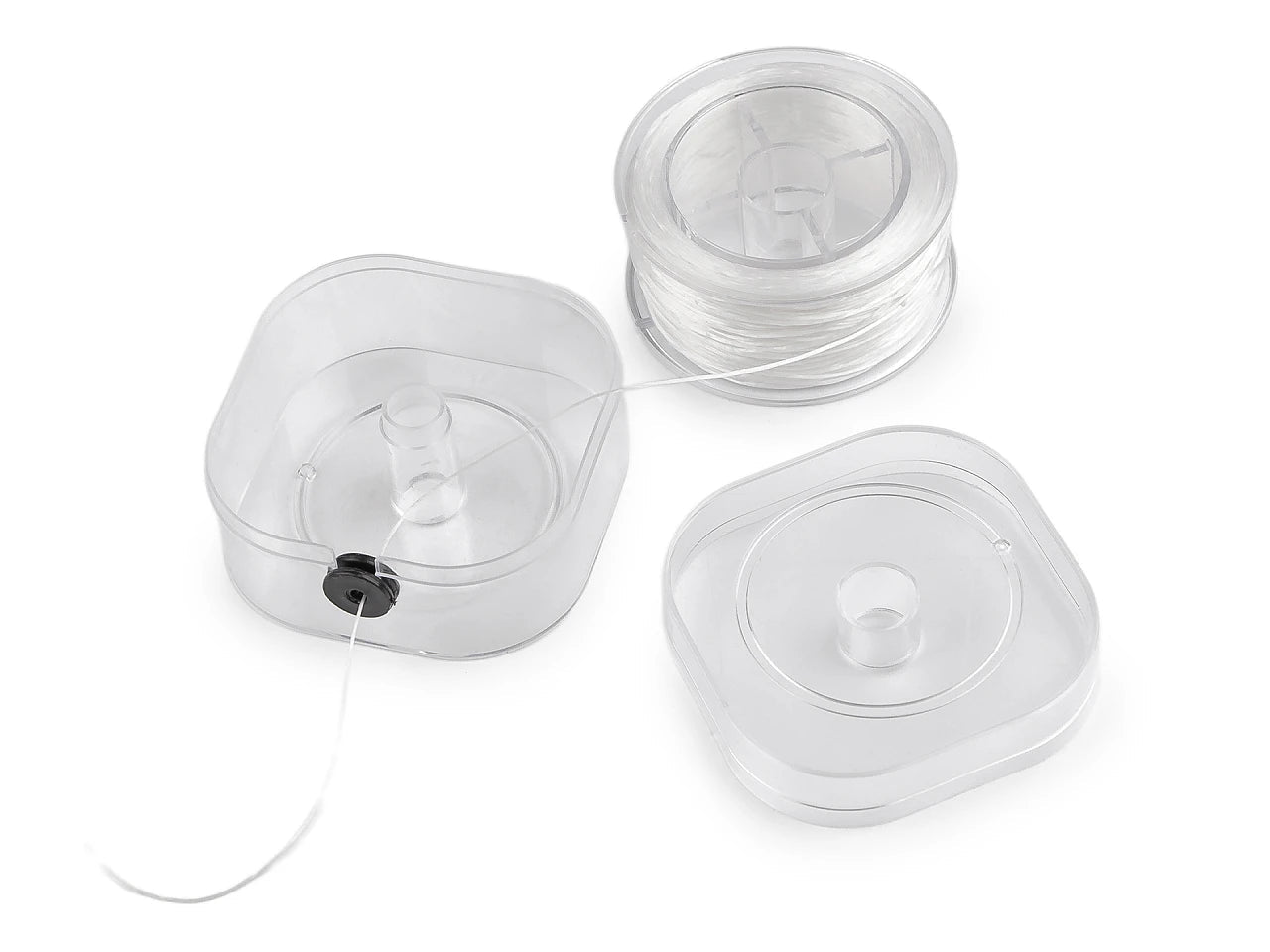 Image avec corde élastique plate, élastique 0,8 mm (100 m) en boîte – disponible chez Šarlotes audumi