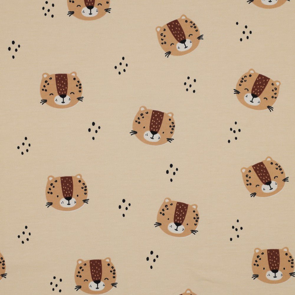 Jersey de coton fin - bébés léopards 200 g/m²