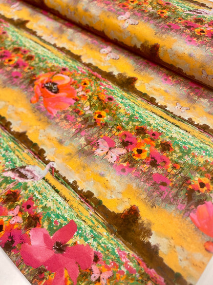 Fine cotton jersey - meadow at sunset 210 g/m²