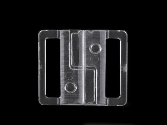Image of plastic clasp for swimwear and bras, 30 mm – transparent – available online at Šarlotes audumi