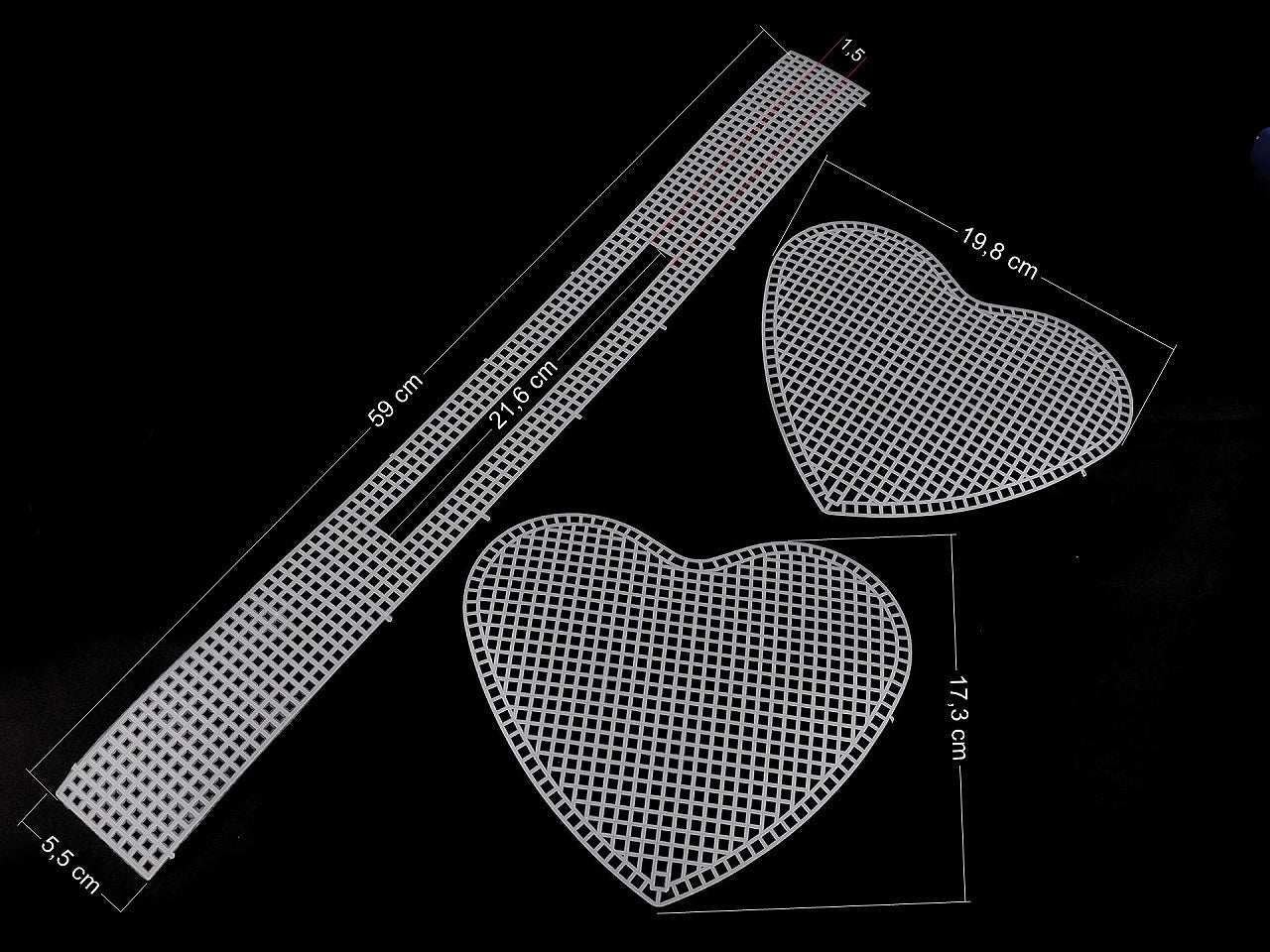 alt
Image of plastic canvas for a heart-shaped purse – available from Charlotte's Fabrics