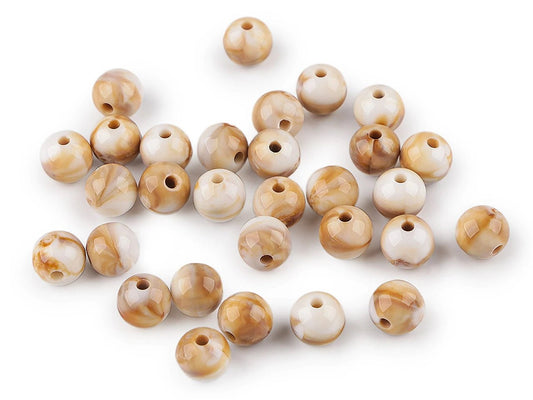Image avec perles en plastique effet marbre Ø10 mm | 20 g – disponible chez Šarlotes audumi