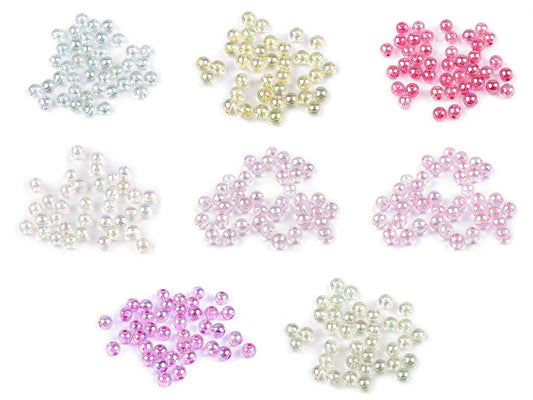 Image de perles en plastique Ø8 mm 10 g | teintes assorties – disponible chez Šarlotes audumi