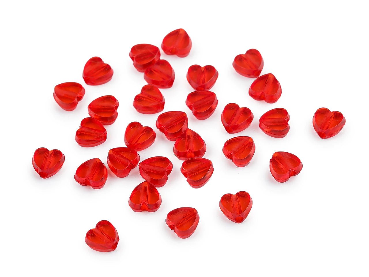 Image avec des perles en plastique en forme de cœur Ø8 mm 20 g – disponible chez Šarlotes audumi