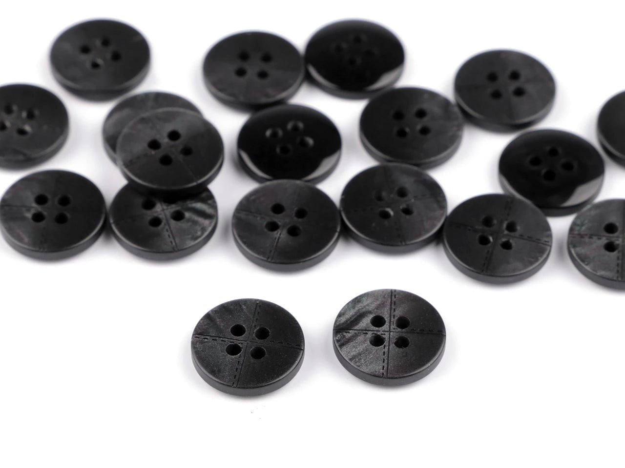 Image of plastic buttons 15 mm - black – available at Šarlotes audumi