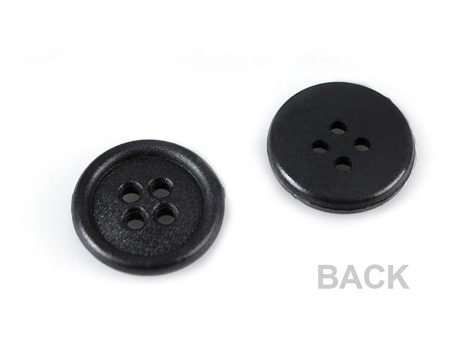 Boutons en plastique 15 mm noirs, disponibles chez Šarlotes audumi