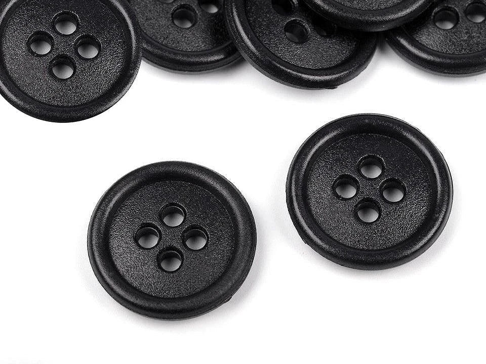Image de boutons en plastique 15 mm noirs – disponible chez Šarlotes audumi