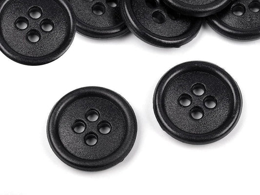 Image de boutons en plastique 15 mm noirs – disponible chez Šarlotes audumi
