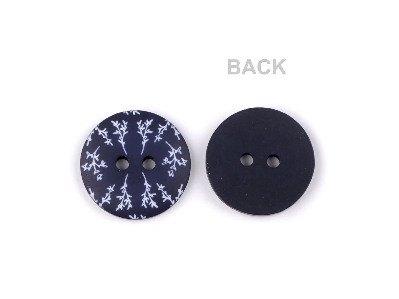 Image de boutons en plastique 18 mm - bleus avec brindille – disponible chez Šarlotes audumi