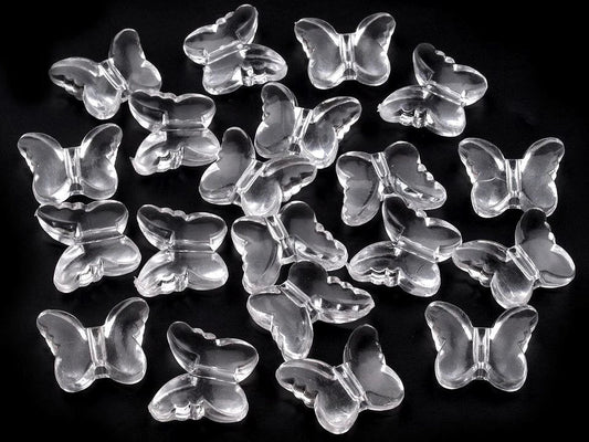 Image of plastic butterfly beads – available online at Šarlotes audumi
