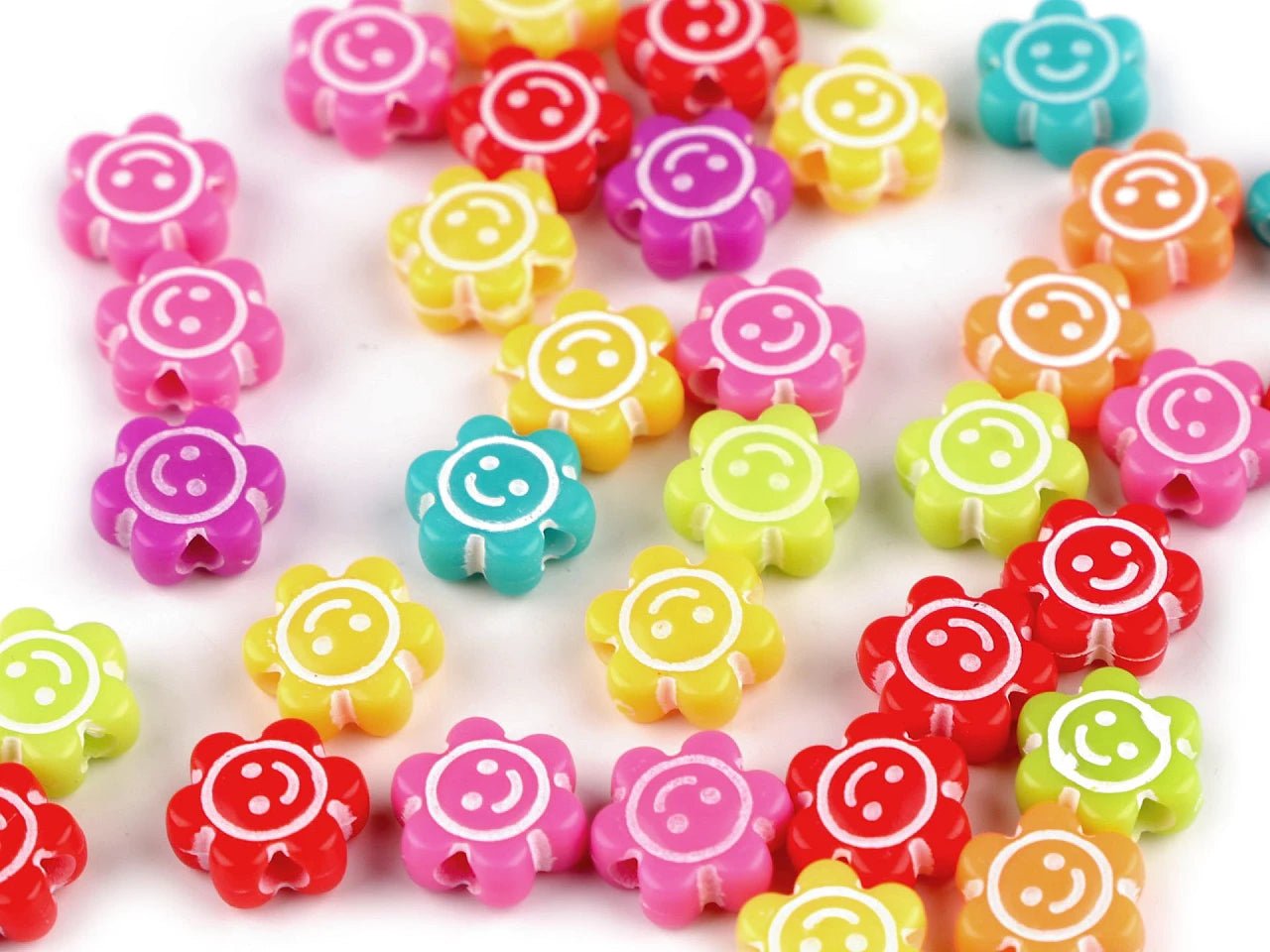Image of plastic flower beads Ø11 mm 10 g | assorted shades – available at Šarlotes audumi
