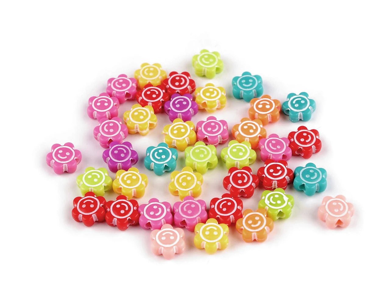 Image of plastic flower beads Ø11 mm 10 g | assorted shades – available at Šarlotes audumi