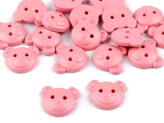 Image avec boutons 22 mm - ourson rose – disponible chez Šarlotes audumi