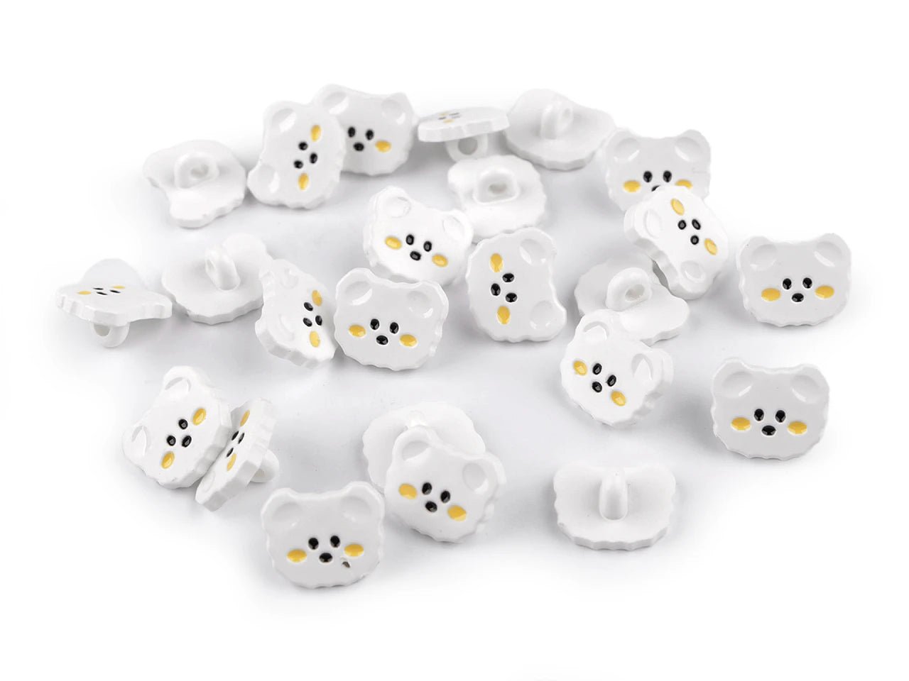 Image de boutons à pied 15 mm, chats, en différentes teintes – disponible chez Šarlotes audumi