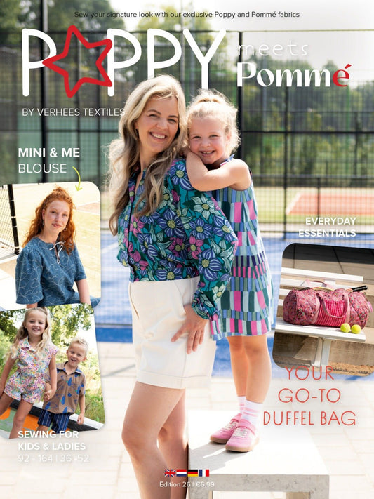 Attēls ar Poppy meets Pommé Edition 26 – Sportisks, stilīgs un pilns krāsu! ENG, DE, FR – pieejams Šarlotes audumi