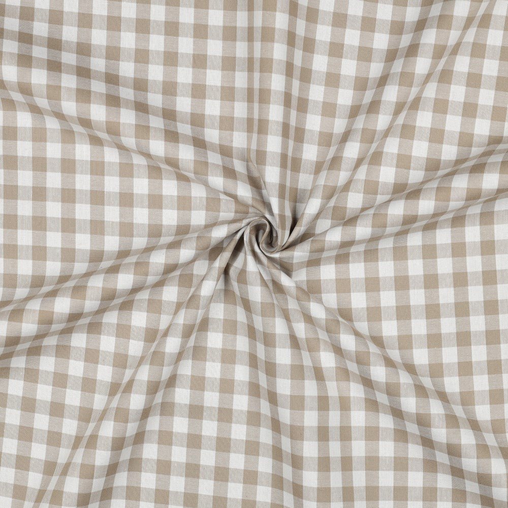 Image avec tissu Premium 100 % coton - beige à carreaux 110 g/m² – disponible chez Šarlotes audumi