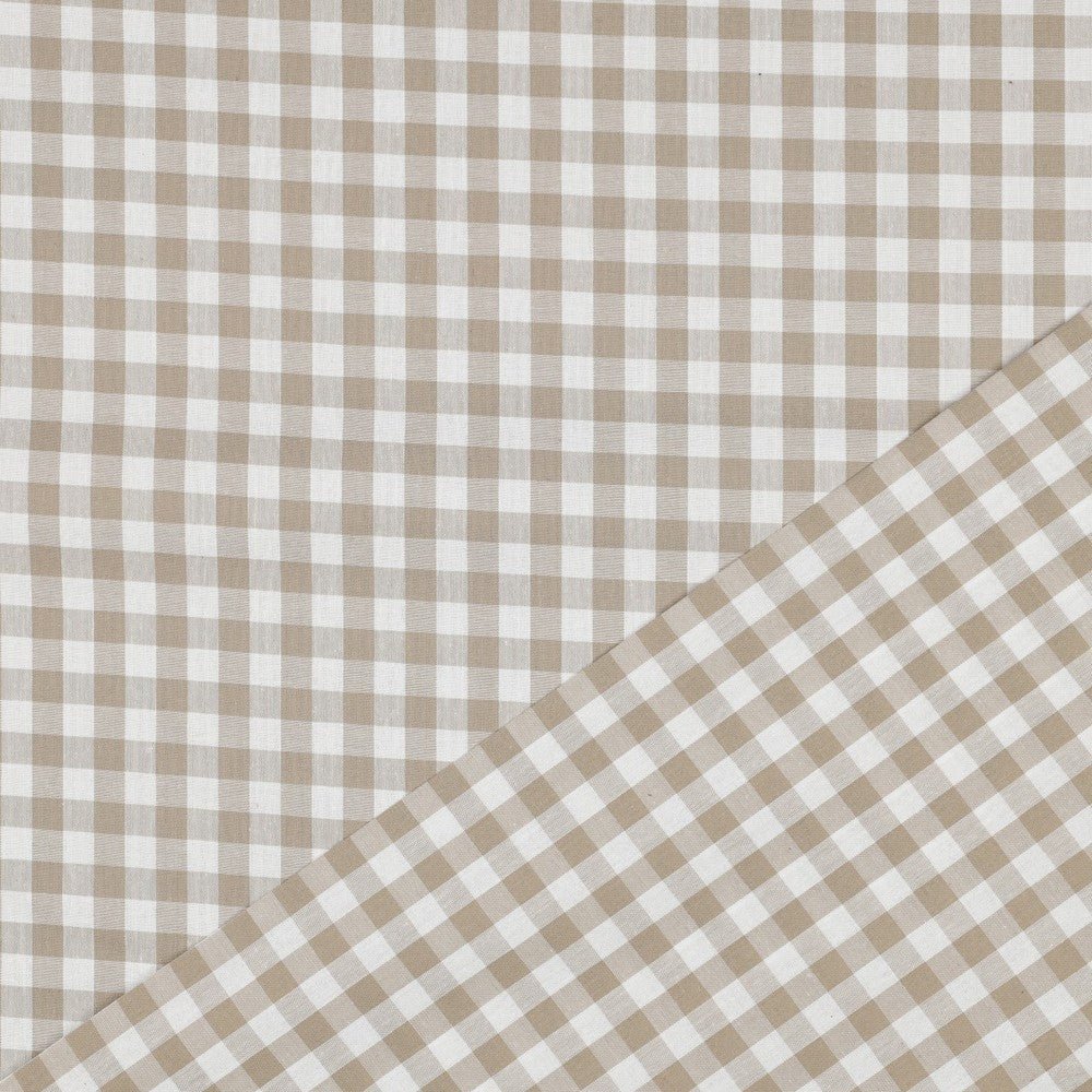 Tissu premium 100 % coton à carreaux beige, 110 g/m² – disponible chez Šarlotes audumi