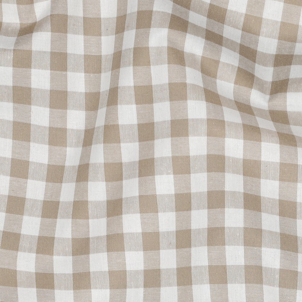 Image du tissu Premium 100 % coton - beige à carreaux 110 g/m² – disponible chez Šarlotes audumi
