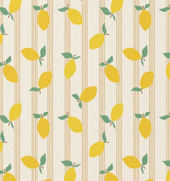 Image of Premium 100% cotton fabric - lemons in fine lines 115 g/m² – available at Šarlotes audumi