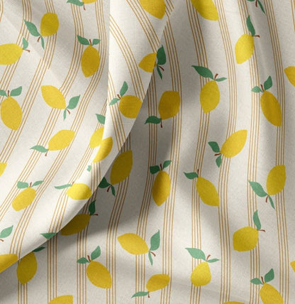 Image with Premium 100% cotton fabric - lemons in fine lines 115 g/m² – available at Charlotte's Fabrics