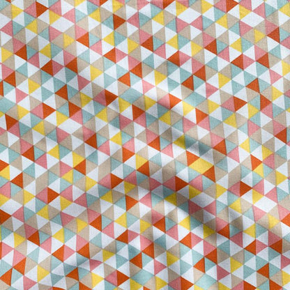 Premium 100% cotton fabric - yellow, orange, mint triangles 115 g/m²