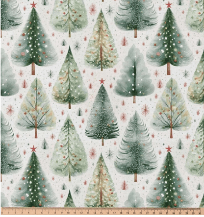 Image du tissu premium 100 % coton - sapins 115 g/m² – disponible chez Šarlotes audumi