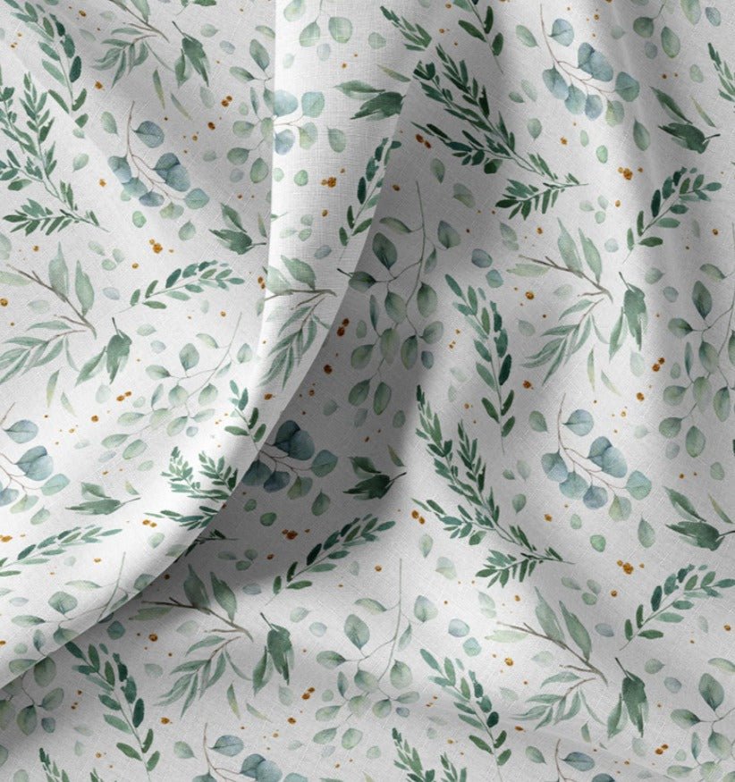Image of Premium 100% cotton fabric - eucalyptus leaves 115 g/m² – available at Šarlotes audumi