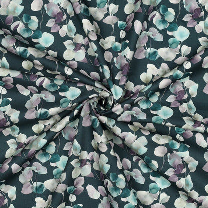 Image with Premium 100% cotton eucalyptus fabric in petrol – available online at Šarlotes audumi