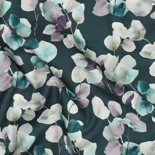 Image with Premium 100% cotton eucalyptus fabric in petrol – available online at Šarlotes audumi