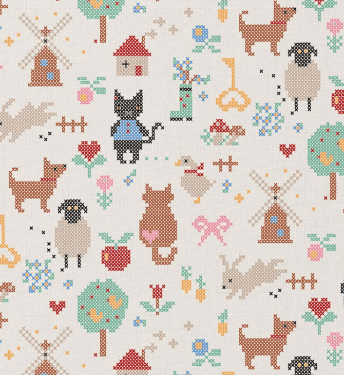 Image of premium 100% cotton fabric, cross-stitch – available online at Šarlotes audumi