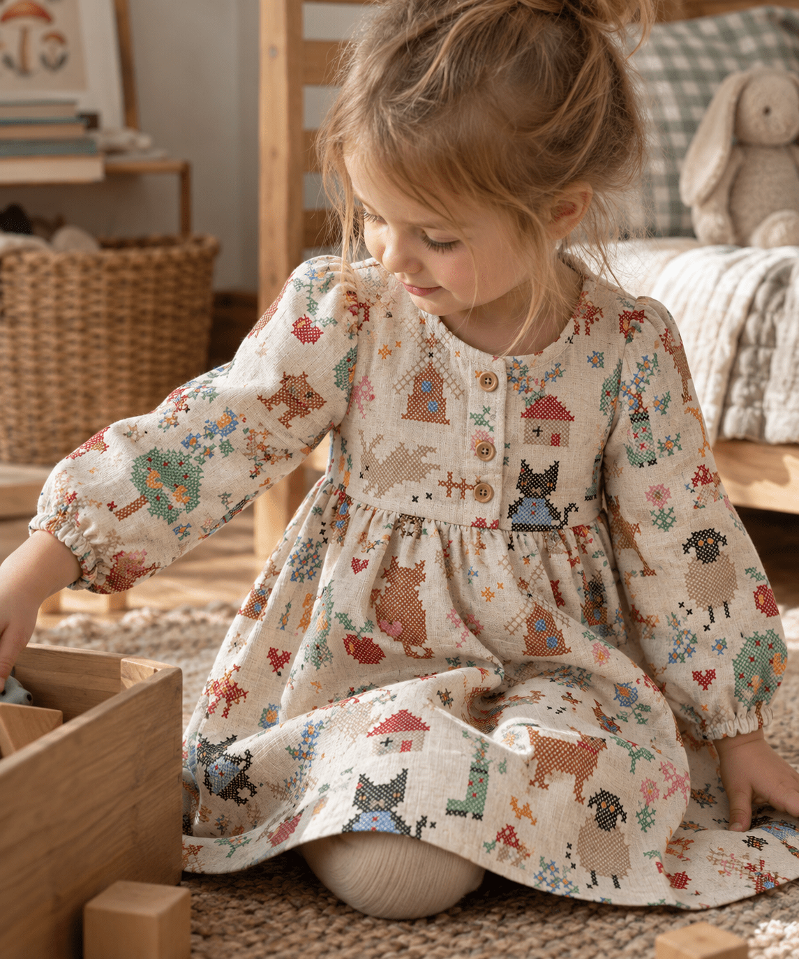 Image of premium 100% cotton fabric, cross-stitch – available online at Šarlotes audumi