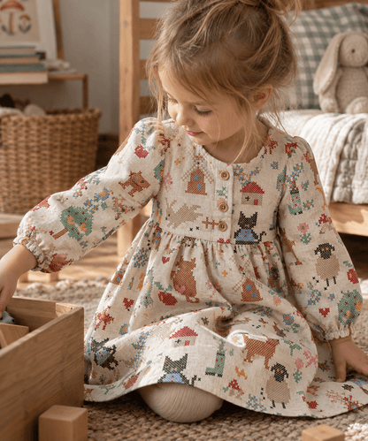 Image of premium 100% cotton fabric, cross-stitch – available online at Šarlotes audumi