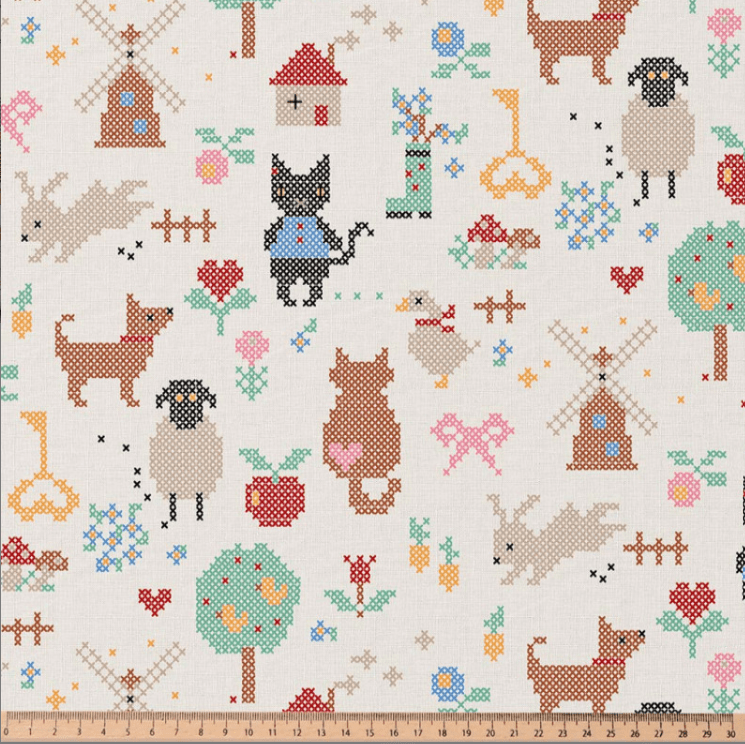 Image of premium 100% cotton fabric, cross-stitch – available online at Šarlotes audumi