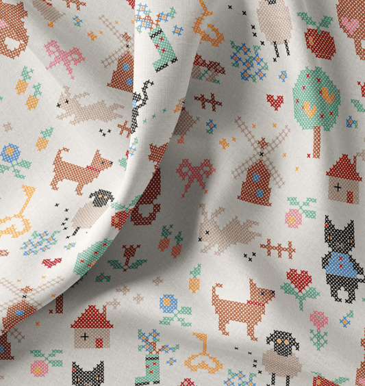 Image of premium 100% cotton fabric, cross-stitch – available online at Šarlotes audumi