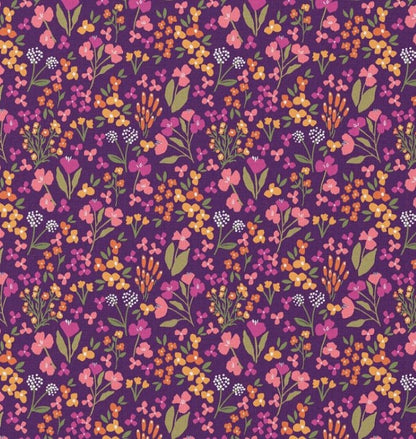 Image of premium 100% cotton fabric - lilac tiny flowers 115 g/m² – available at Šarlotes Audumi
