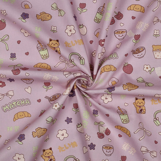 Image of Premium 100% cotton fabric in matcha and holiday – available online at Charlotte Fabrics