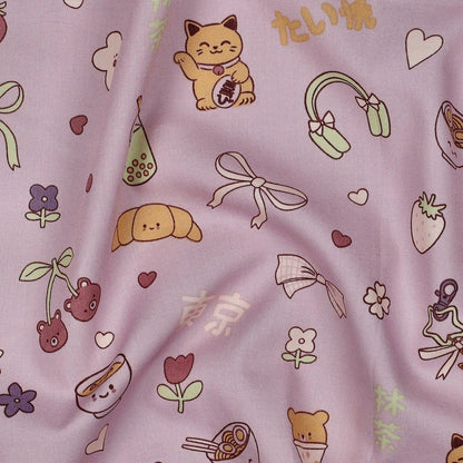 Image of Premium 100% cotton fabric in matcha and holiday – available online at Charlotte Fabrics