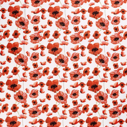 Premium 100% cotton fabric - poppies on a white background 110 g/m²