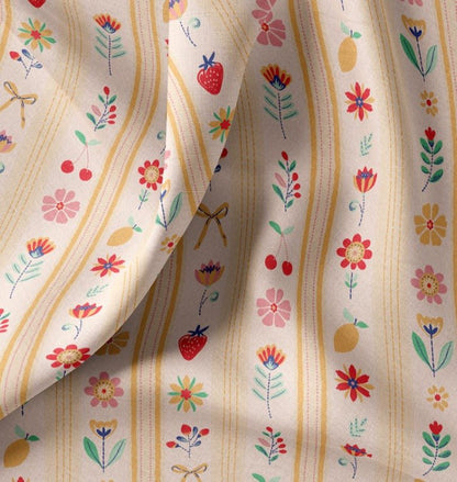Image of premium 100% cotton fabric with line ornaments, 115 g/m² – available at Šarlotes audumi