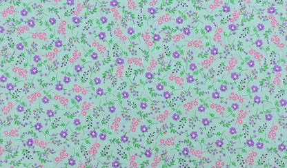 Premium 100 % Baumwollstoff – Blümchen auf blauem Hintergrund 115 g/m²