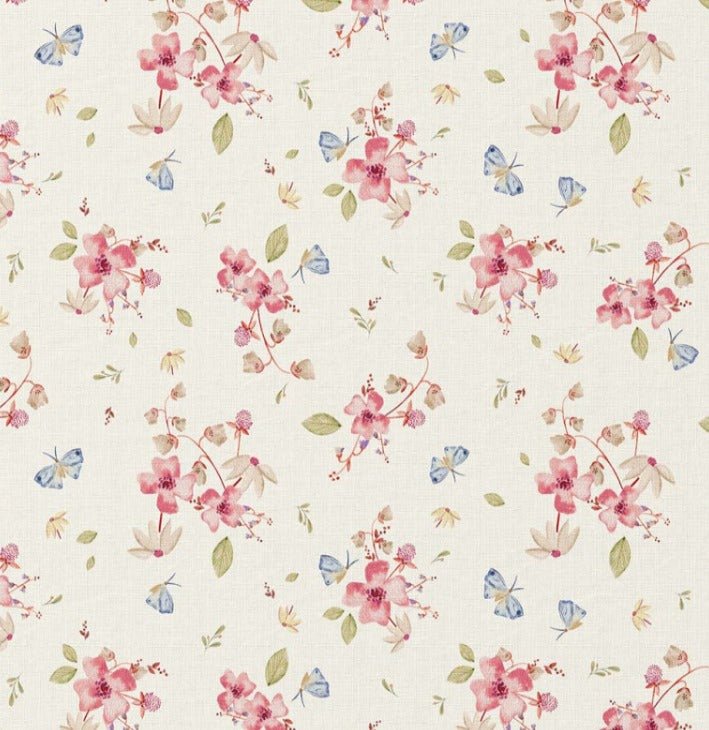 Attēls avec tissu 100 % coton Premium - motif romantique de fleurs printanières 115 g/m² – disponible chez Šarlotes audumi