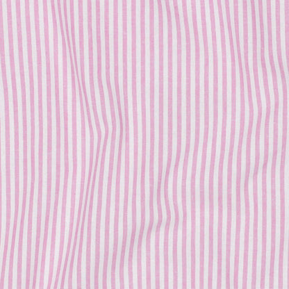 Premium 100% cotton fabric with pink 3 mm stripes, 110 g/m² – available at Šarlotes audumi