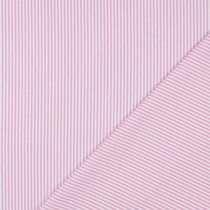Premium 100% cotton fabric with 3 mm pink stripes, 110 g/m² – available at Šarlotes audumi